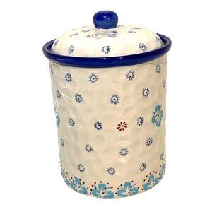 American Atelier Dimpled Floral Canister 8"